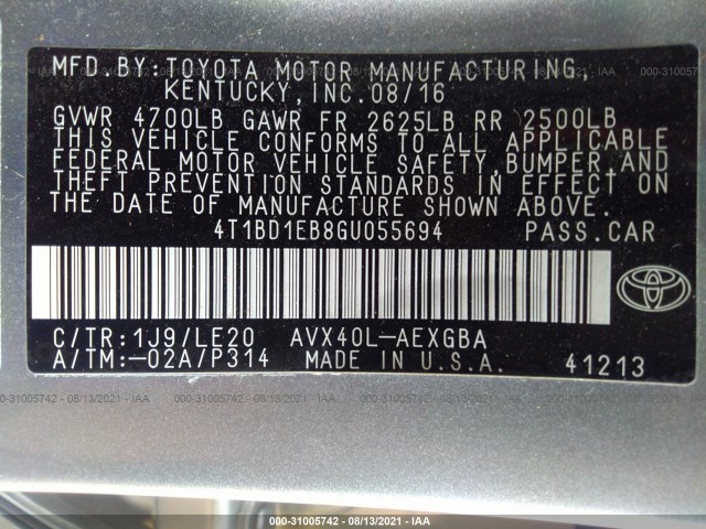 Photo 8 VIN: 4T1BD1EB8GU055694 - TOYOTA AVALON HYBRID 