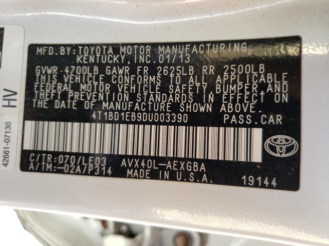 Photo 9 VIN: 4T1BD1EB9DU003390 - TOYOTA AVALON 