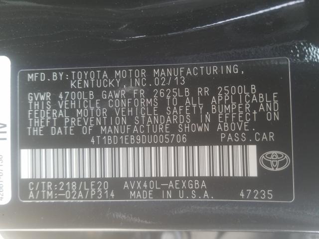 Photo 9 VIN: 4T1BD1EB9DU005706 - TOYOTA AVALON HYB 