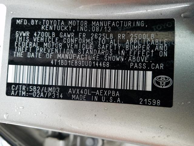 Photo 9 VIN: 4T1BD1EB9DU014468 - TOYOTA AVALON HYB 