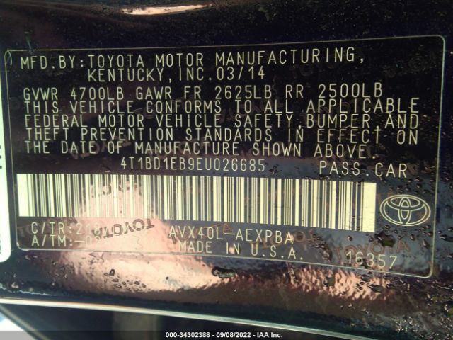 Photo 8 VIN: 4T1BD1EB9EU026685 - TOYOTA AVALON HYBRID 