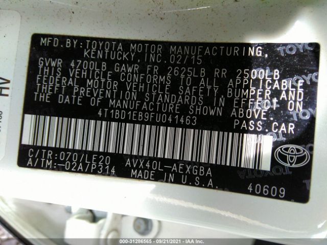 Photo 8 VIN: 4T1BD1EB9FU041463 - TOYOTA AVALON 