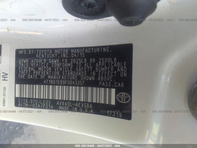 Photo 8 VIN: 4T1BD1EB9FU043357 - TOYOTA AVALON HYBRID 