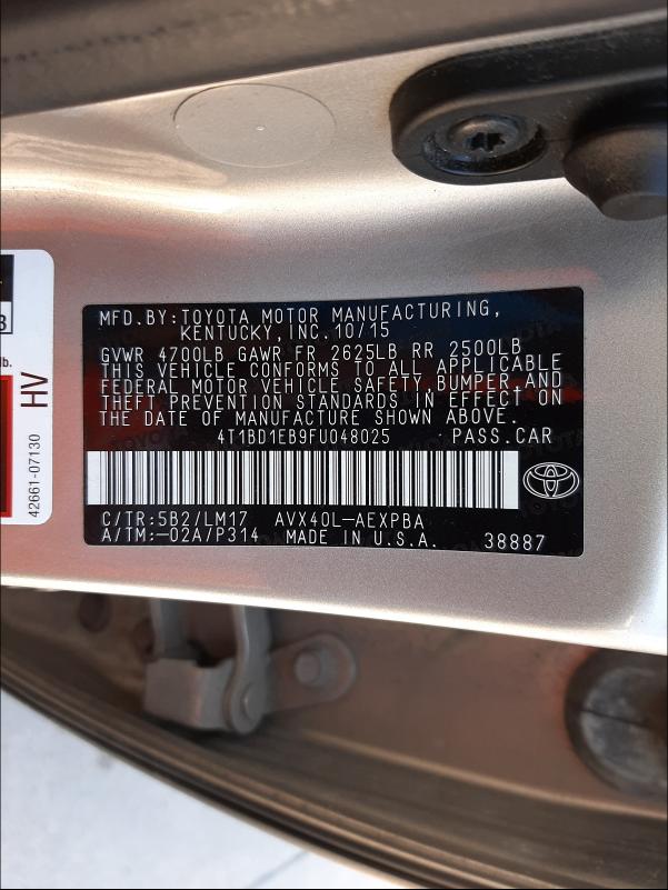 Photo 9 VIN: 4T1BD1EB9FU048025 - TOYOTA AVALON HYB 