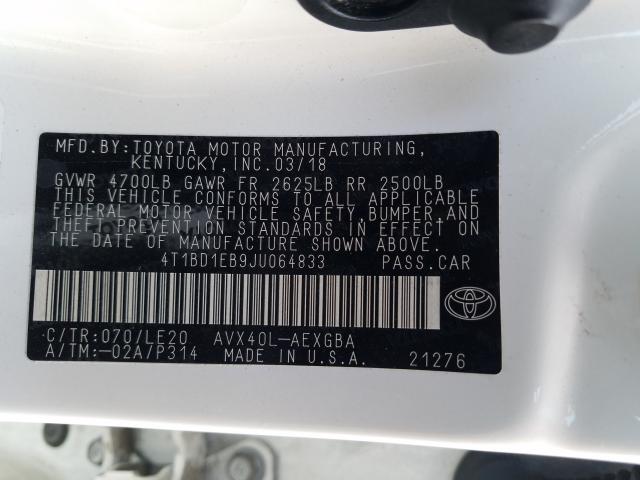 Photo 9 VIN: 4T1BD1EB9JU064833 - TOYOTA AVALON 