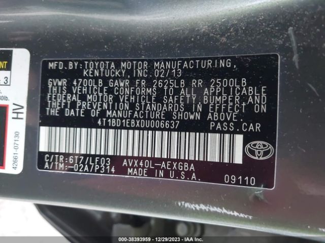 Photo 8 VIN: 4T1BD1EBXDU006637 - TOYOTA AVALON HYBRID 