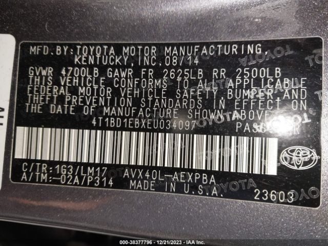 Photo 8 VIN: 4T1BD1EBXEU034097 - TOYOTA AVALON HYBRID 