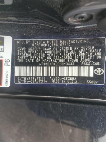 Photo 12 VIN: 4T1BD1FK0CU013433 - TOYOTA CAMRY HYBR 