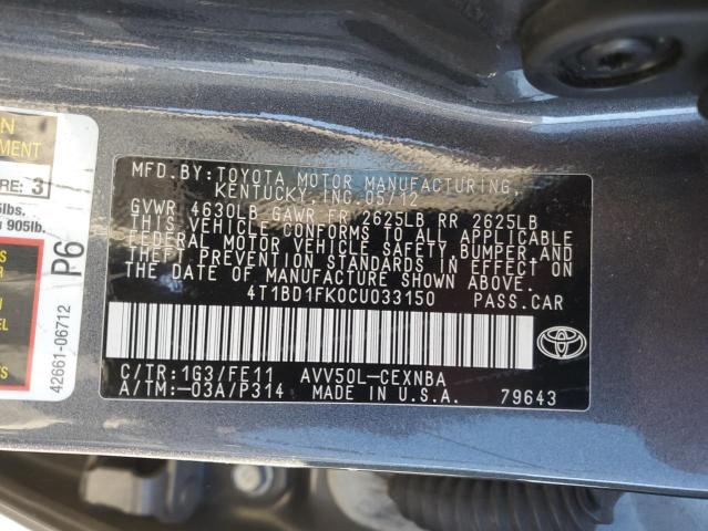 Photo 11 VIN: 4T1BD1FK0CU033150 - TOYOTA CAMRY 