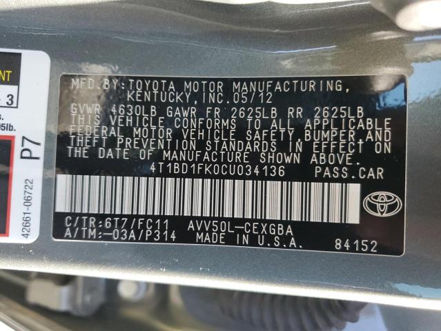 Photo 11 VIN: 4T1BD1FK0CU034136 - TOYOTA CAMRY 