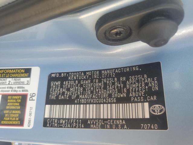 Photo 11 VIN: 4T1BD1FK0CU042656 - TOYOTA CAMRY HYBR 