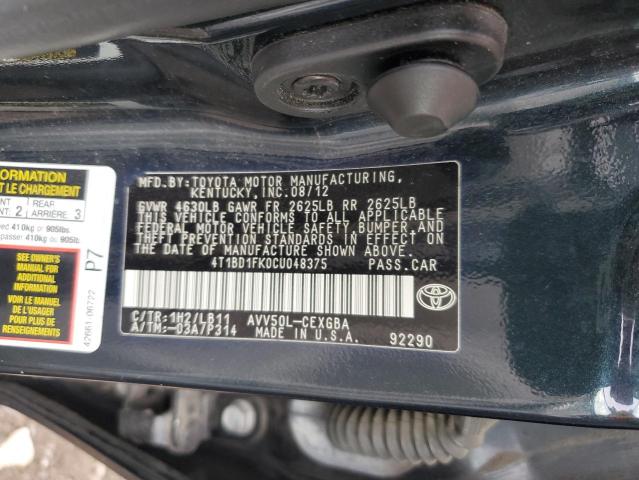 Photo 11 VIN: 4T1BD1FK0CU048375 - TOYOTA CAMRY 