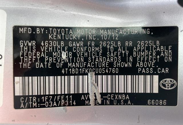 Photo 9 VIN: 4T1BD1FK0CU054760 - TOYOTA CAMRY 