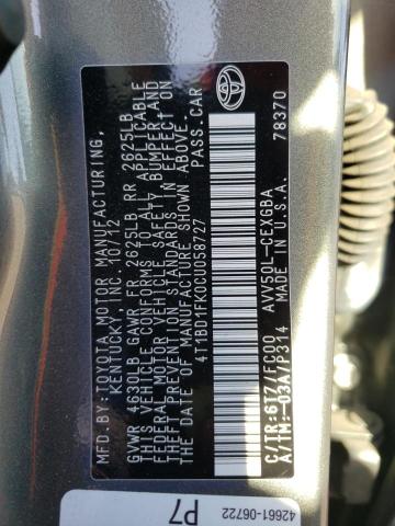 Photo 9 VIN: 4T1BD1FK0CU058727 - TOYOTA CAMRY HYBR 