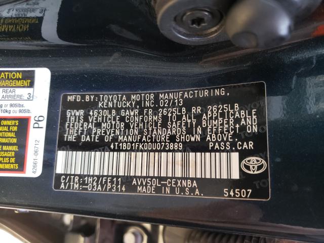 Photo 9 VIN: 4T1BD1FK0DU073889 - TOYOTA CAMRY HYBR 