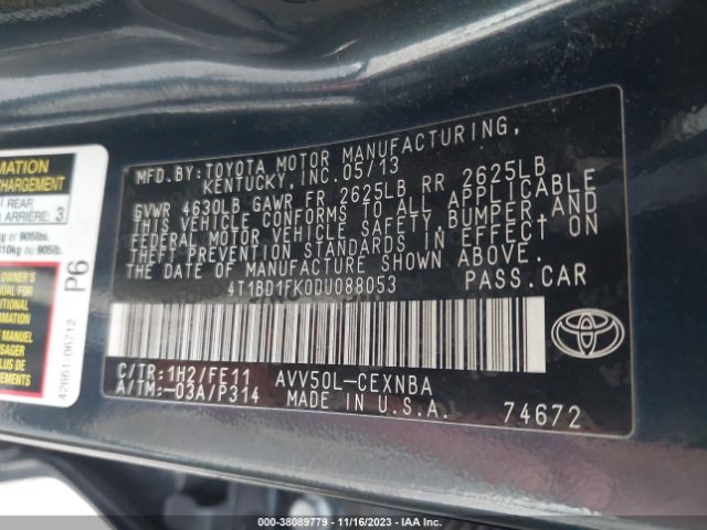 Photo 8 VIN: 4T1BD1FK0DU088053 - TOYOTA CAMRY HYBRID 