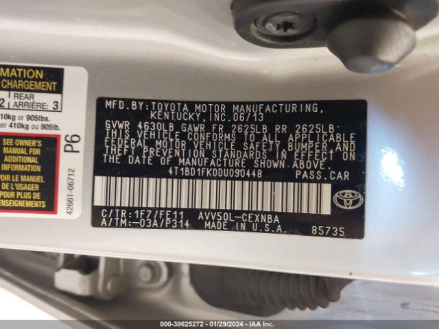 Photo 8 VIN: 4T1BD1FK0DU090448 - TOYOTA CAMRY HYBRID 