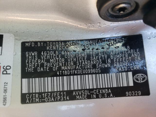 Photo 9 VIN: 4T1BD1FK0EU099605 - TOYOTA CAMRY HYBR 