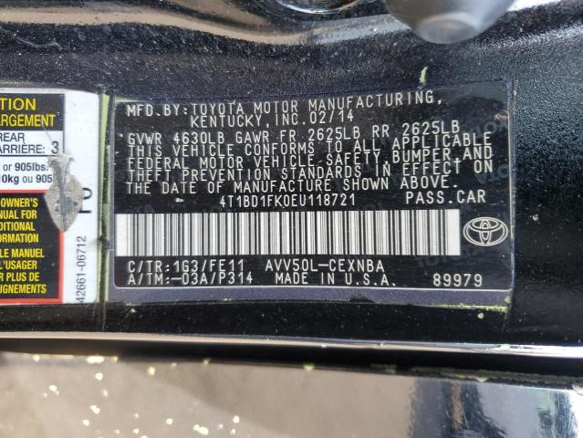 Photo 11 VIN: 4T1BD1FK0EU118721 - TOYOTA CAMRY HYBR 