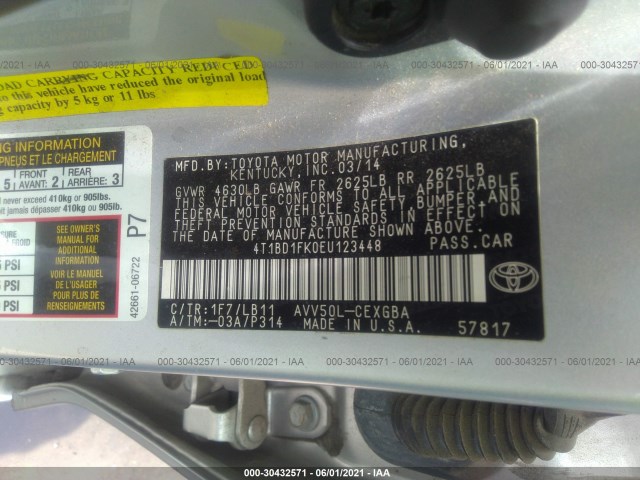 Photo 8 VIN: 4T1BD1FK0EU123448 - TOYOTA CAMRY 