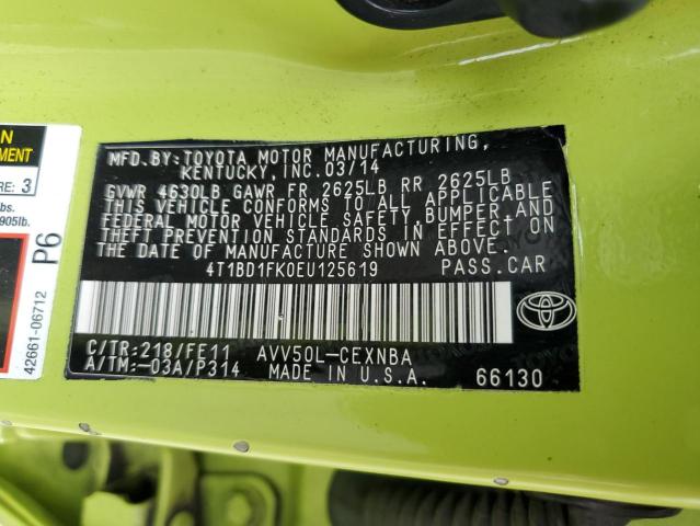 Photo 11 VIN: 4T1BD1FK0EU125619 - TOYOTA CAMRY HYBR 