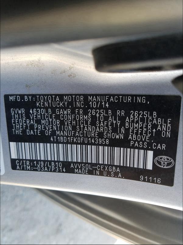 Photo 9 VIN: 4T1BD1FK0FU143958 - TOYOTA CAMRY 