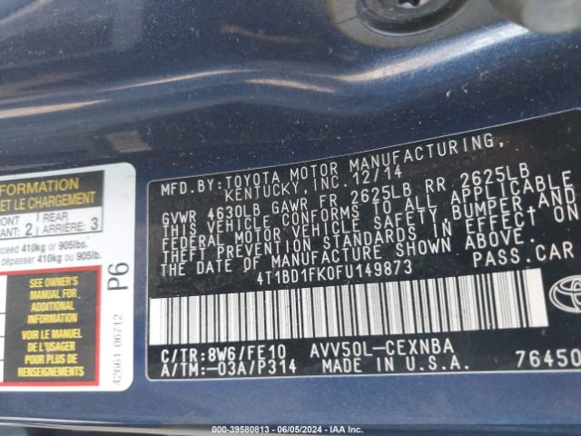 Photo 8 VIN: 4T1BD1FK0FU149873 - TOYOTA CAMRY 