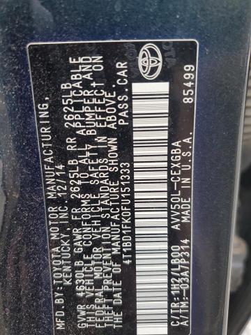 Photo 11 VIN: 4T1BD1FK0FU151333 - TOYOTA CAMRY HYBR 