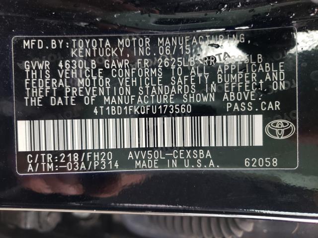 Photo 9 VIN: 4T1BD1FK0FU173560 - TOYOTA CAMRY HYBR 