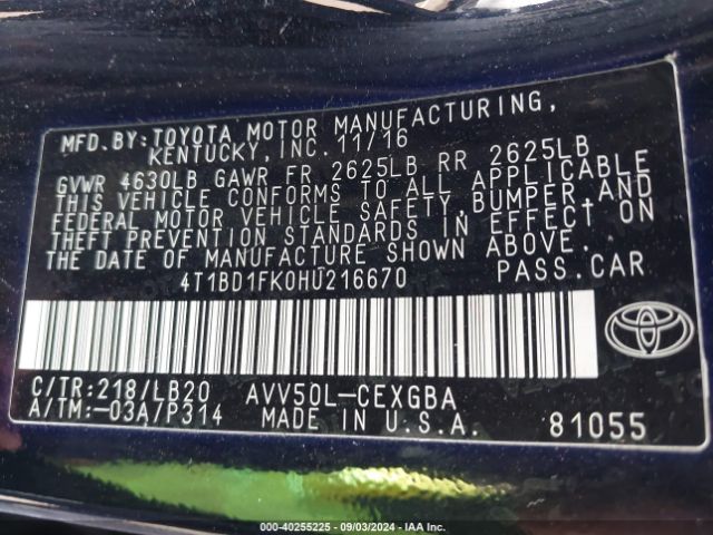 Photo 8 VIN: 4T1BD1FK0HU216670 - TOYOTA CAMRY 