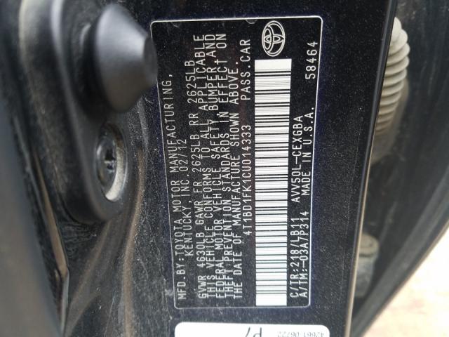 Photo 9 VIN: 4T1BD1FK1CU014333 - TOYOTA CAMRY HYBR 