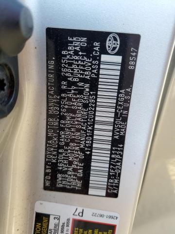 Photo 12 VIN: 4T1BD1FK1CU022951 - TOYOTA CAMRY HYBR 