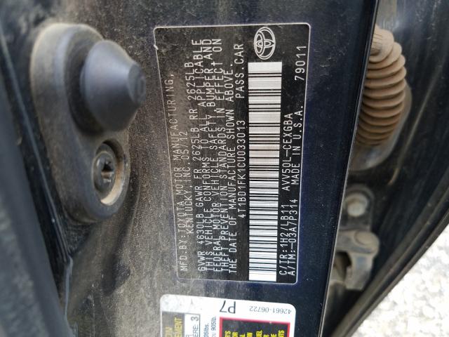 Photo 9 VIN: 4T1BD1FK1CU033013 - TOYOTA CAMRY HYBR 