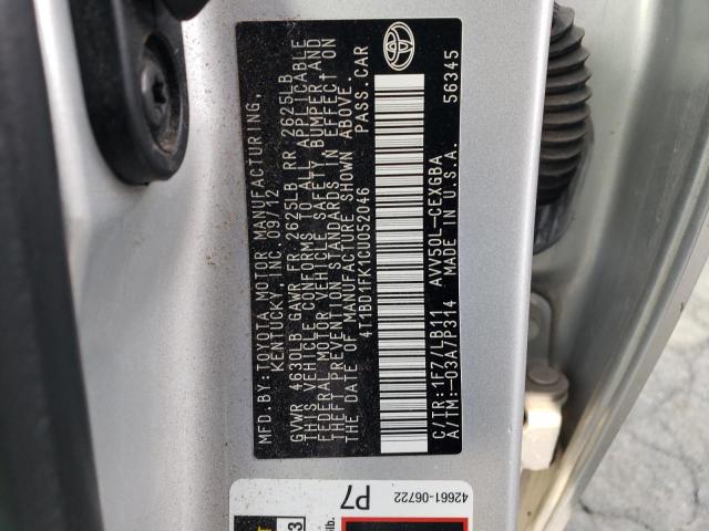 Photo 11 VIN: 4T1BD1FK1CU052046 - TOYOTA CAMRY HYBR 