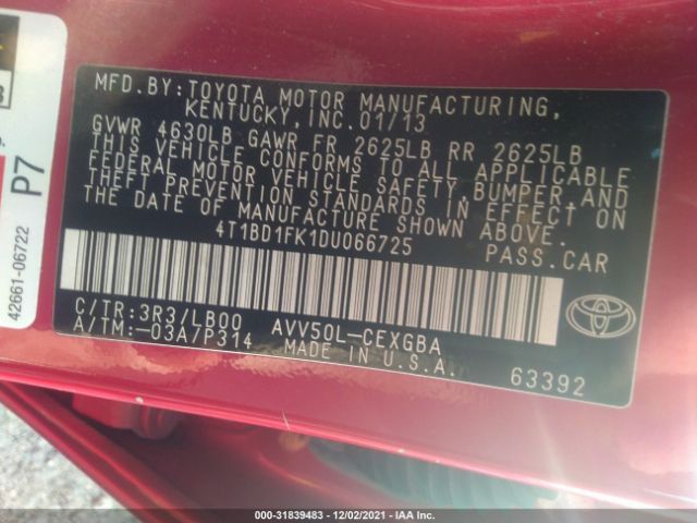 Photo 8 VIN: 4T1BD1FK1DU066725 - TOYOTA CAMRY HYBRID 