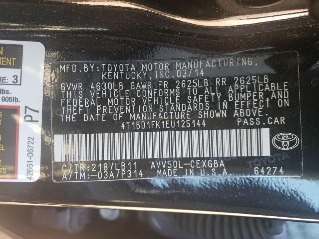 Photo 9 VIN: 4T1BD1FK1EU125144 - TOYOTA CAMRY HYBR 