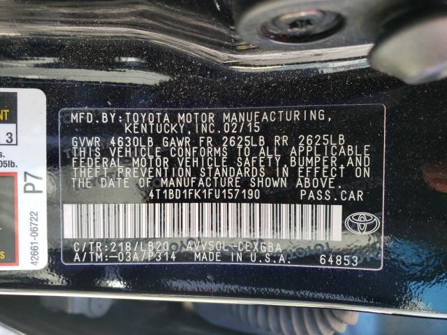 Photo 9 VIN: 4T1BD1FK1FU157190 - TOYOTA CAMRY 