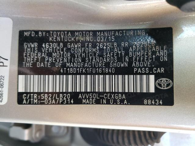 Photo 11 VIN: 4T1BD1FK1FU161840 - TOYOTA CAMRY 