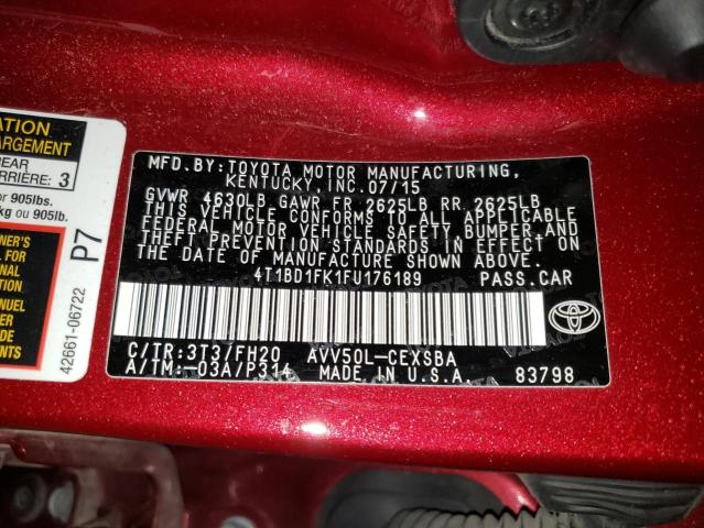 Photo 9 VIN: 4T1BD1FK1FU176189 - TOYOTA CAMRY HYBR 