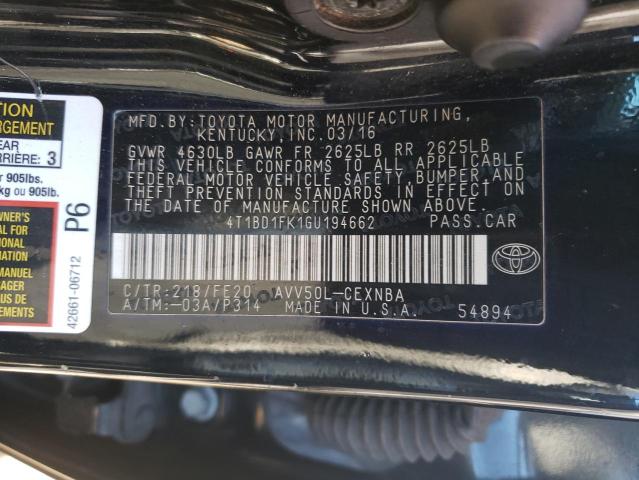 Photo 11 VIN: 4T1BD1FK1GU194662 - TOYOTA CAMRY 