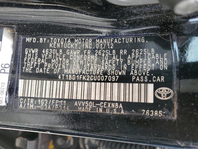 Photo 11 VIN: 4T1BD1FK2CU007097 - TOYOTA CAMRY HYBR 