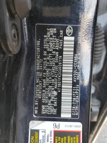 Photo 11 VIN: 4T1BD1FK2CU026118 - TOYOTA CAMRY HYBR 