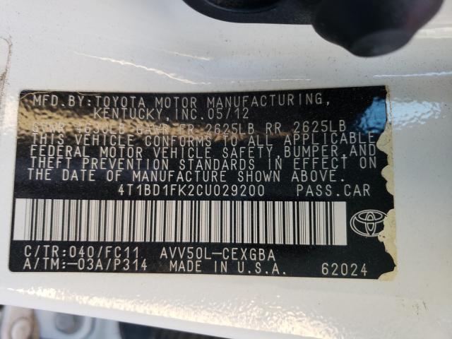 Photo 9 VIN: 4T1BD1FK2CU029200 - TOYOTA CAMRY 