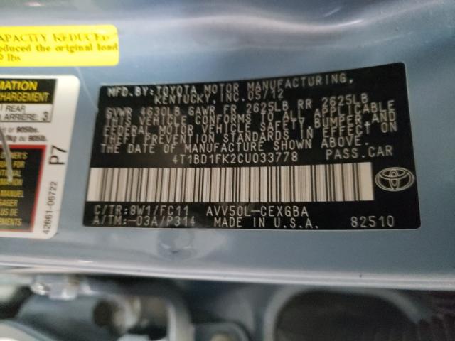 Photo 9 VIN: 4T1BD1FK2CU033778 - TOYOTA CAMRY HYBR 