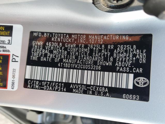 Photo 11 VIN: 4T1BD1FK2CU053206 - TOYOTA CAMRY HYBR 