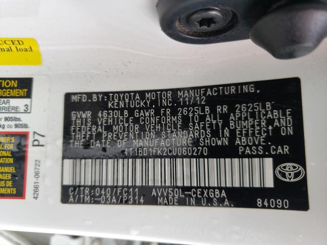 Photo 9 VIN: 4T1BD1FK2CU060270 - TOYOTA CAMRY 