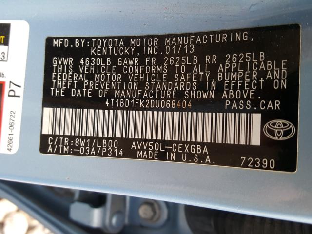 Photo 9 VIN: 4T1BD1FK2DU068404 - TOYOTA CAMRY 