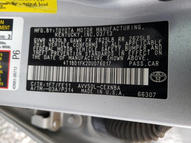 Photo 9 VIN: 4T1BD1FK2DU076017 - TOYOTA CAMRY HYBRID 