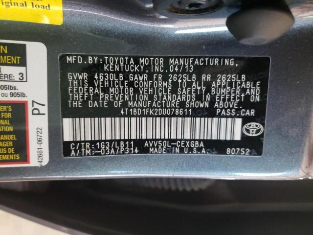 Photo 9 VIN: 4T1BD1FK2DU078611 - TOYOTA CAMRY HYBR 