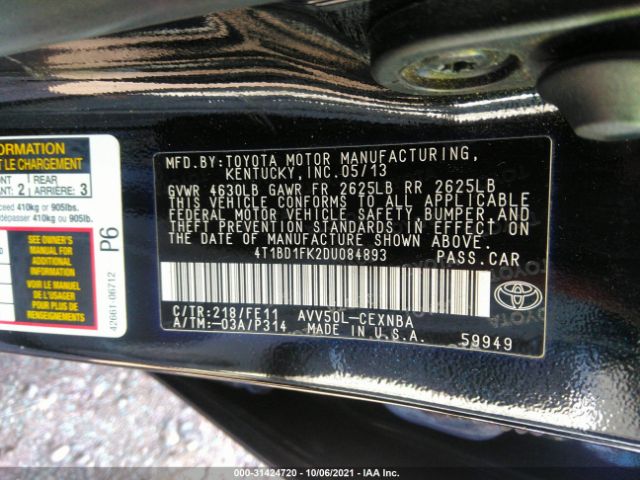 Photo 8 VIN: 4T1BD1FK2DU084893 - TOYOTA CAMRY HYBRID 